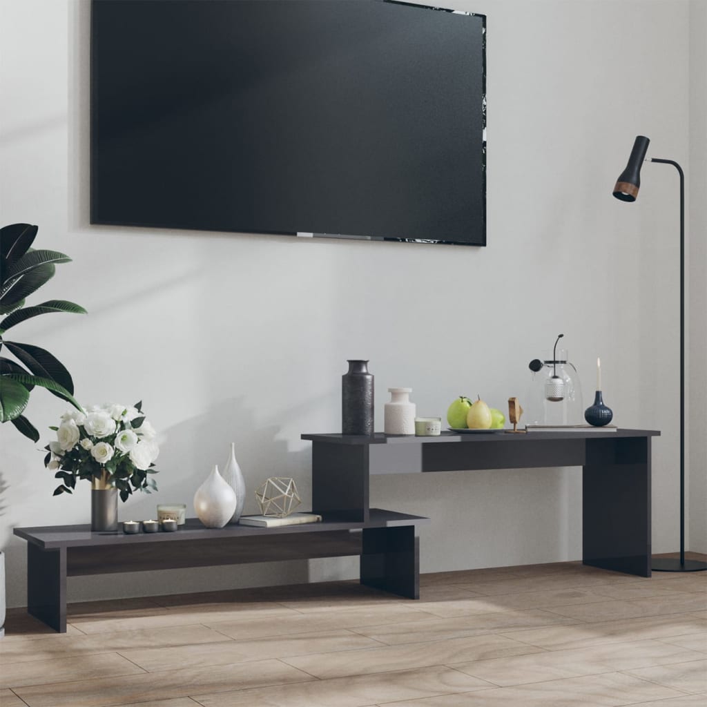 vidaXL TV Cabinet High Gloss Grey 180x30x43 cm Engineered Wood