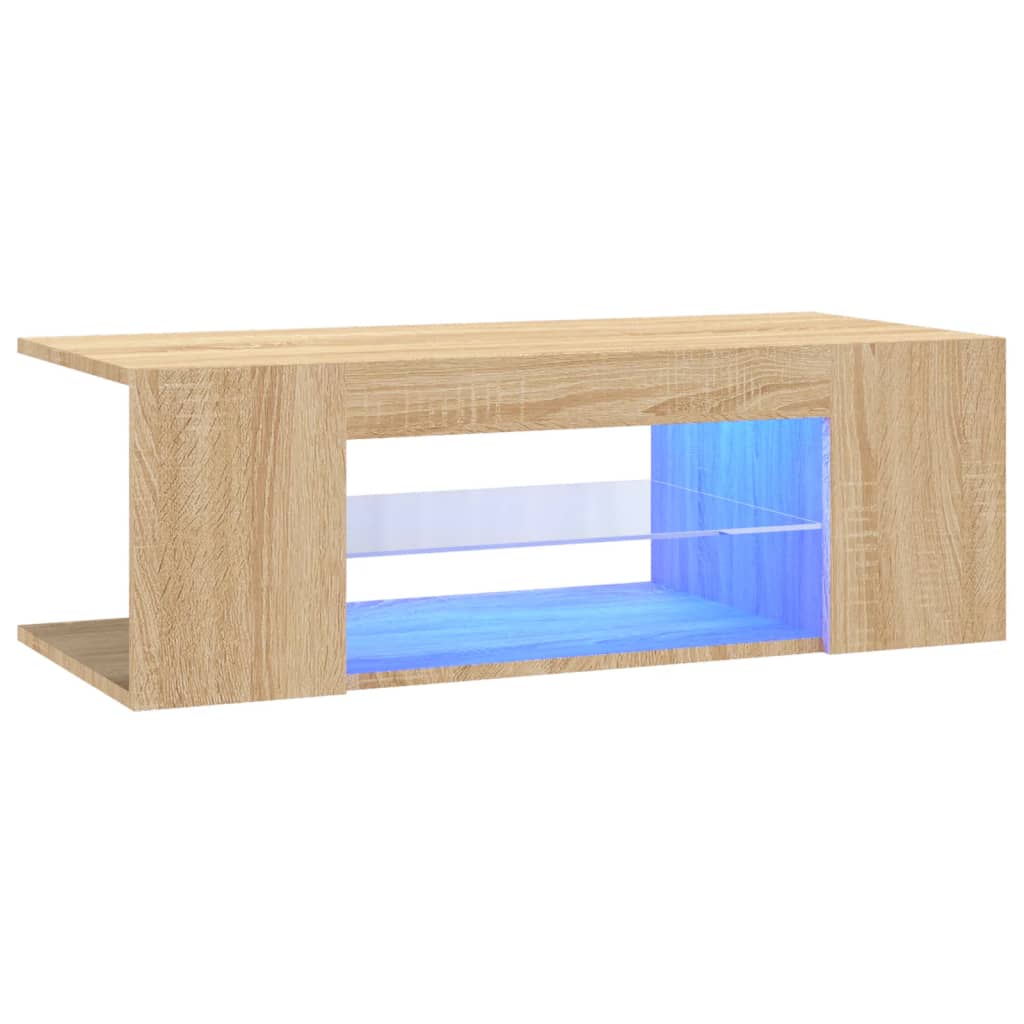 vidaXL TV Cabinet with LED Lights Sonoma Oak 90x39x30 cm