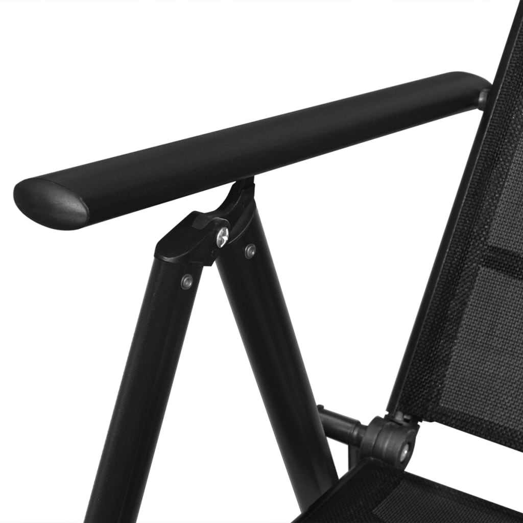 vidaXL 7 Piece Outdoor Dining Set with Folding Chairs Aluminium Black
