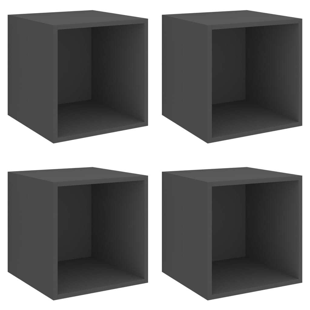 vidaXL Wall Cabinets 4 pcs Grey 37x37x37 cm Engineered Wood