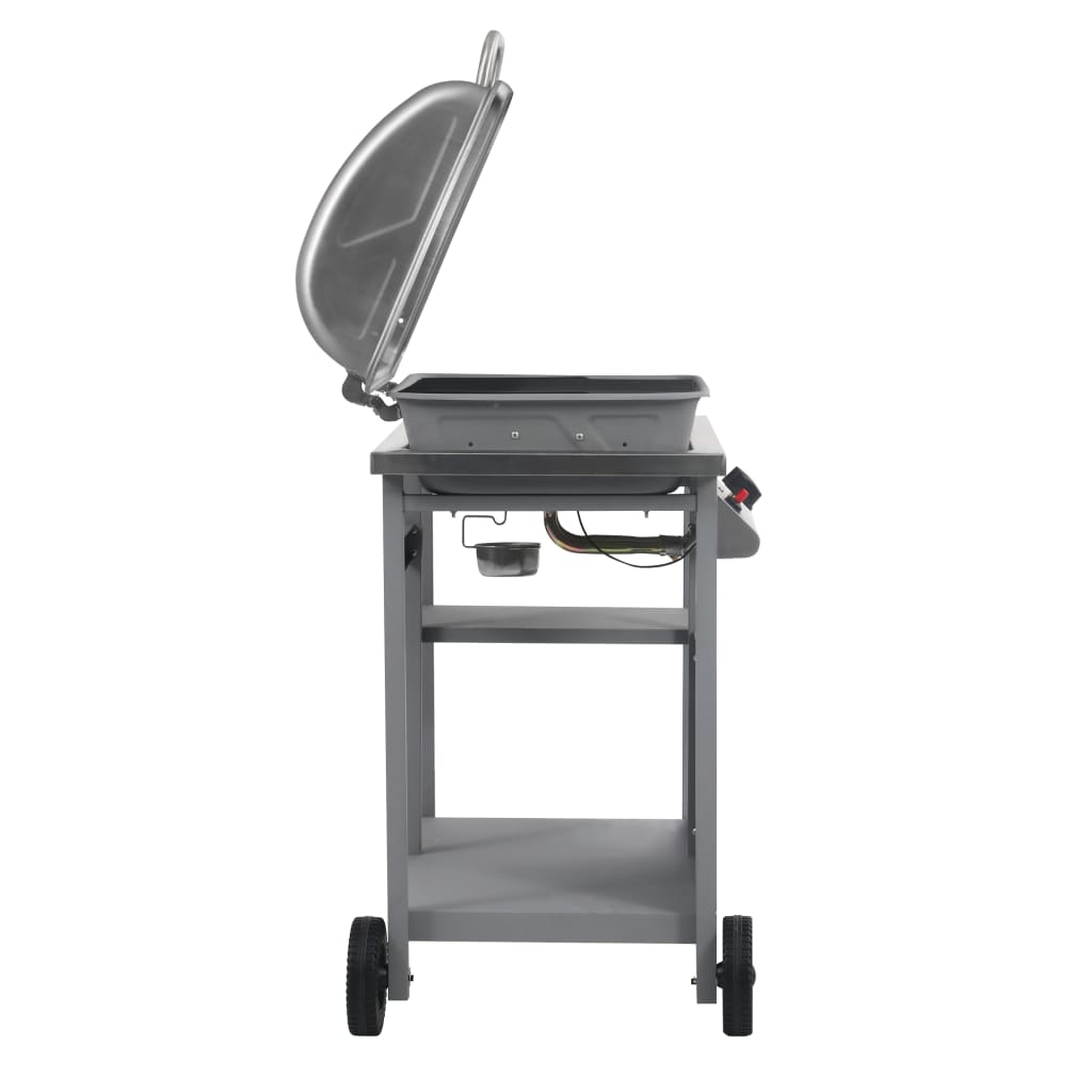 vidaXL Gas BBQ Grill with 3-layer Side Table Black and Silver