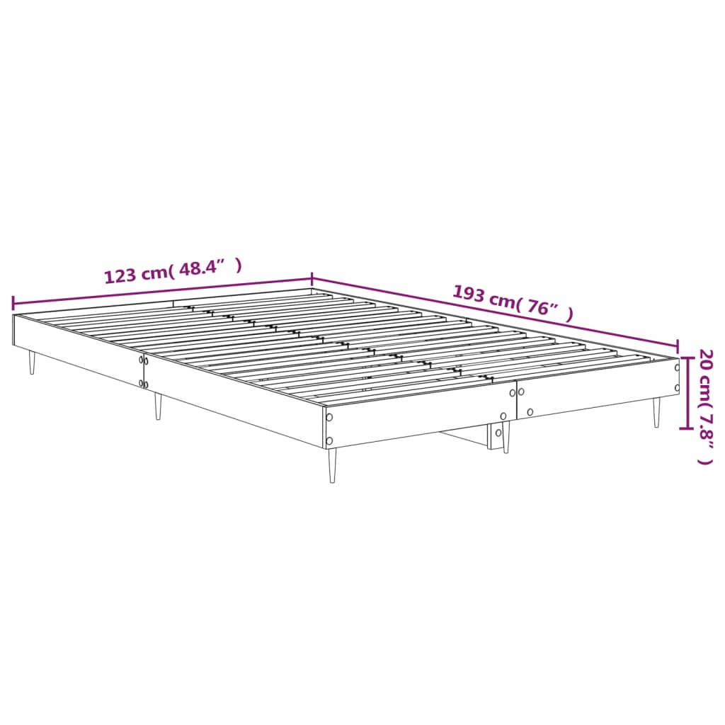 vidaXL Bed Frame White 120x190 cm Small Double Engineered Wood