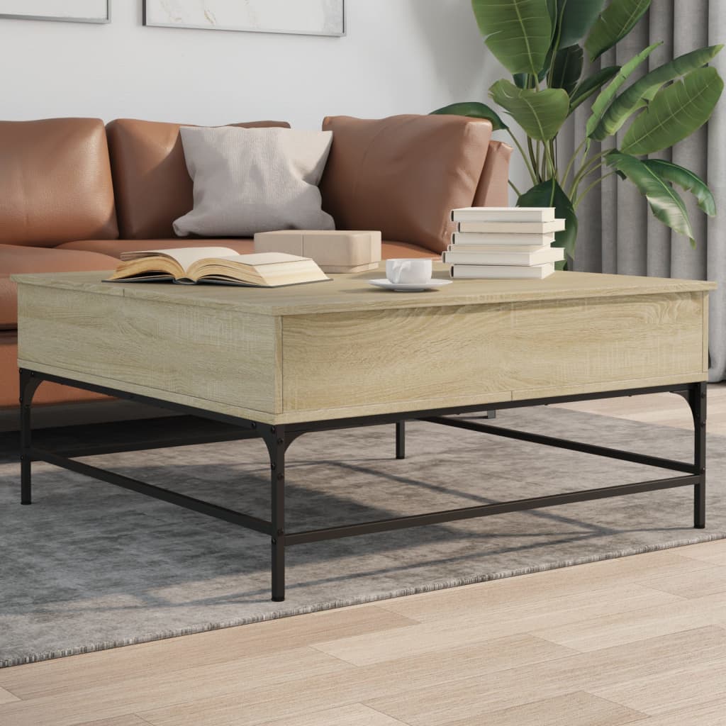 vidaXL Coffee Table Sonoma Oak 95x95x45 cm Engineered Wood and Metal