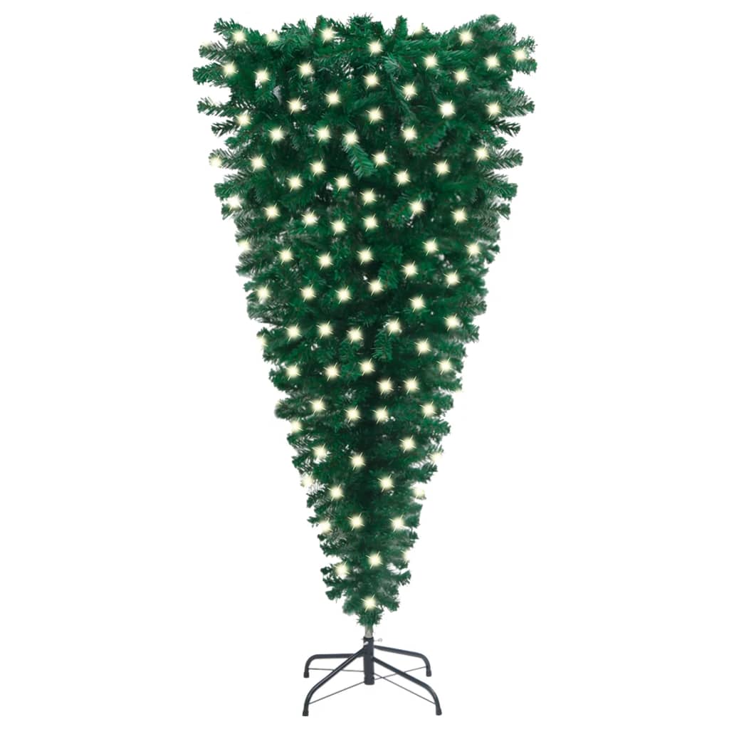 vidaXL Upside-down Artificial Pre-lit Christmas Tree Green 180 cm