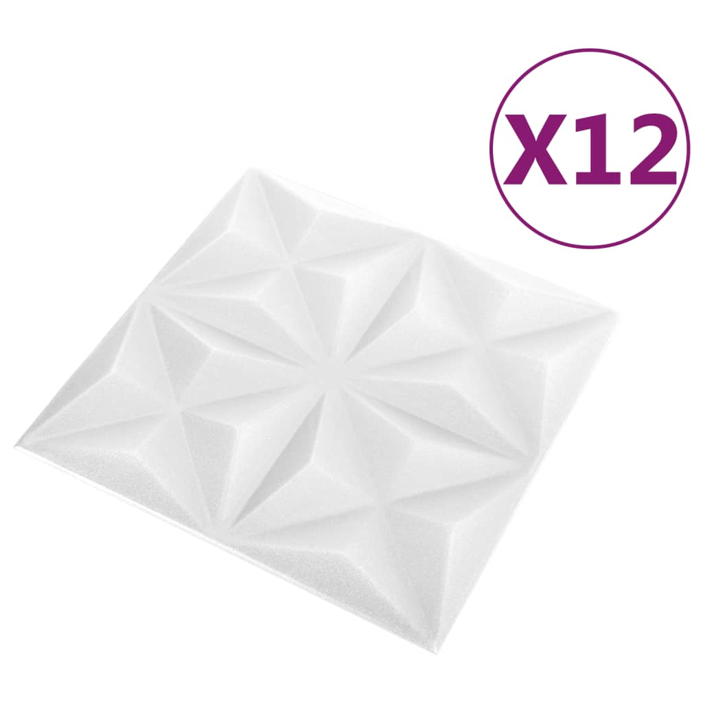 vidaXL 3D Wall Panels 12 pcs 50x50 cm Origami White 3 m²