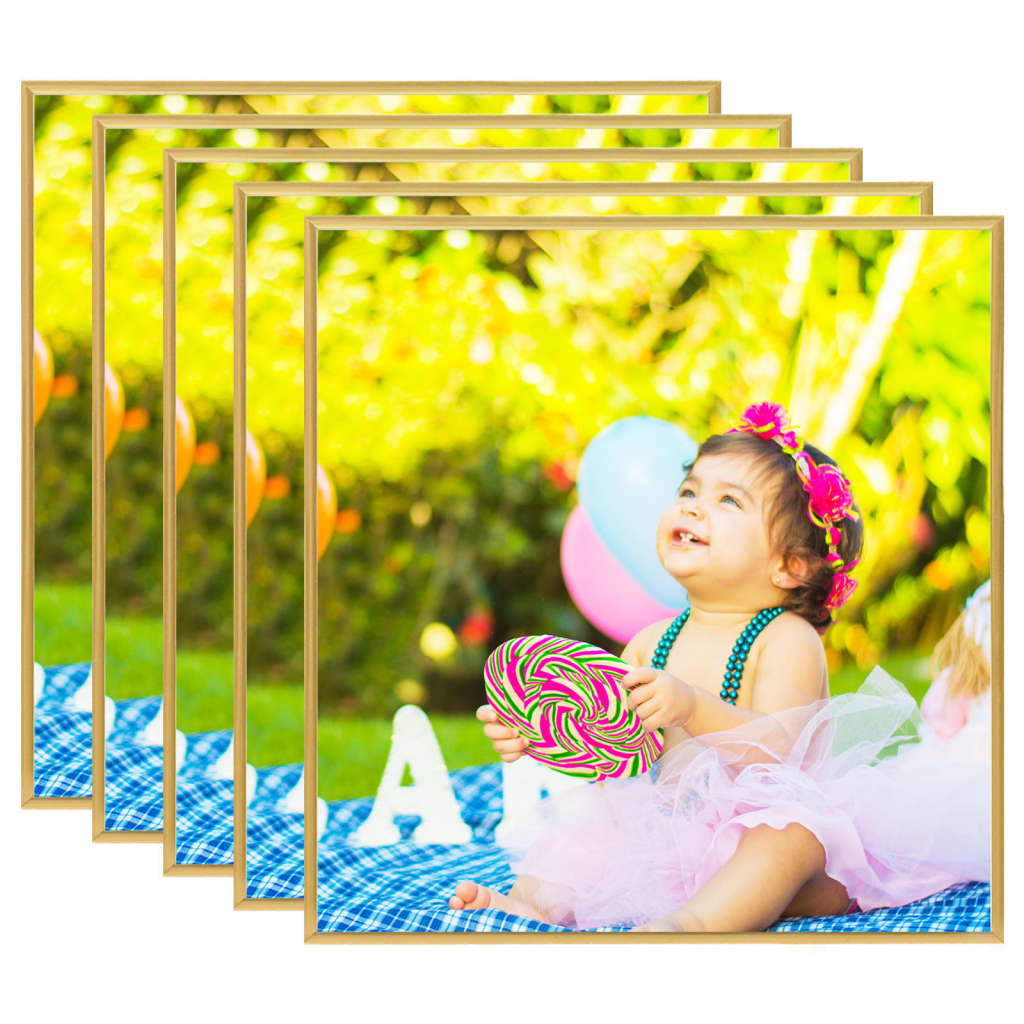vidaXL Photo Frames Collage 5 pcs for Wall or Table Gold 40x40 cm MDF