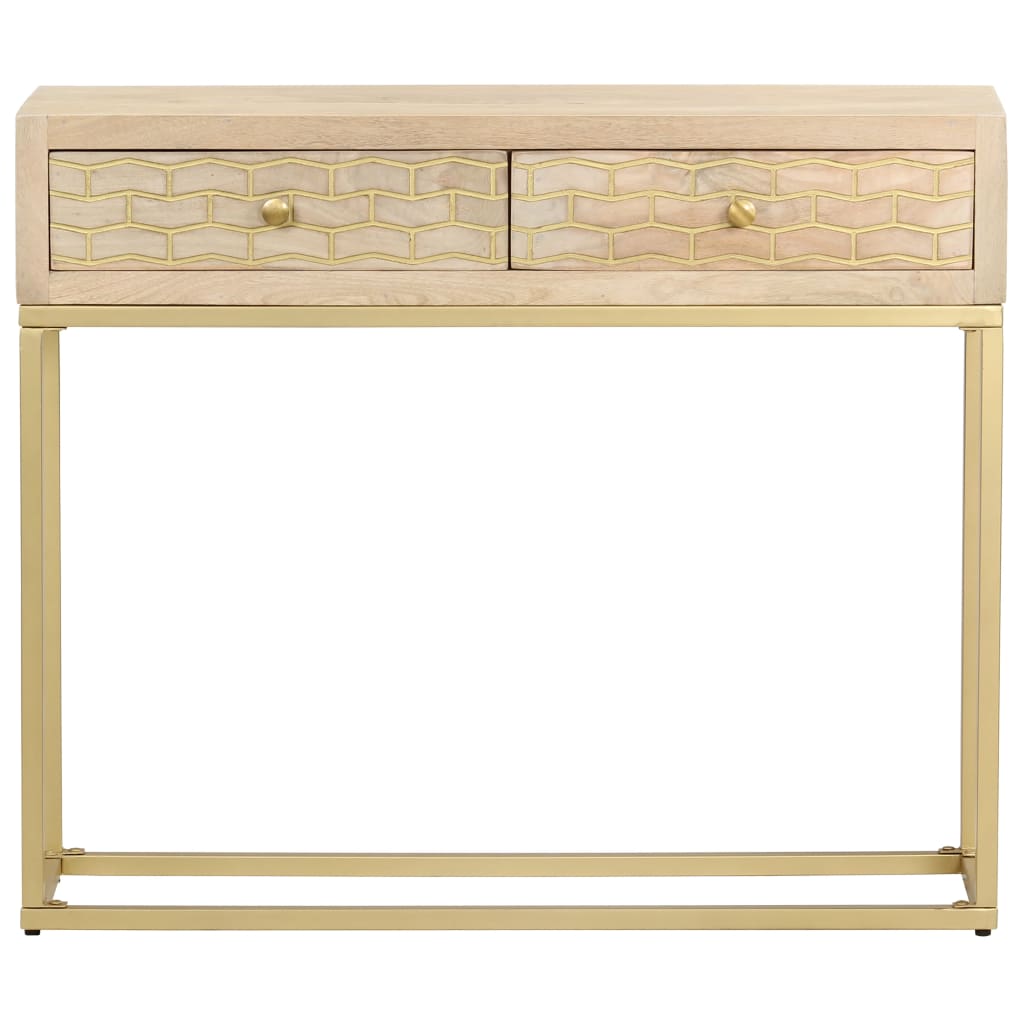 vidaXL Console Table Gold 90x30x75 cm Solid Mango Wood