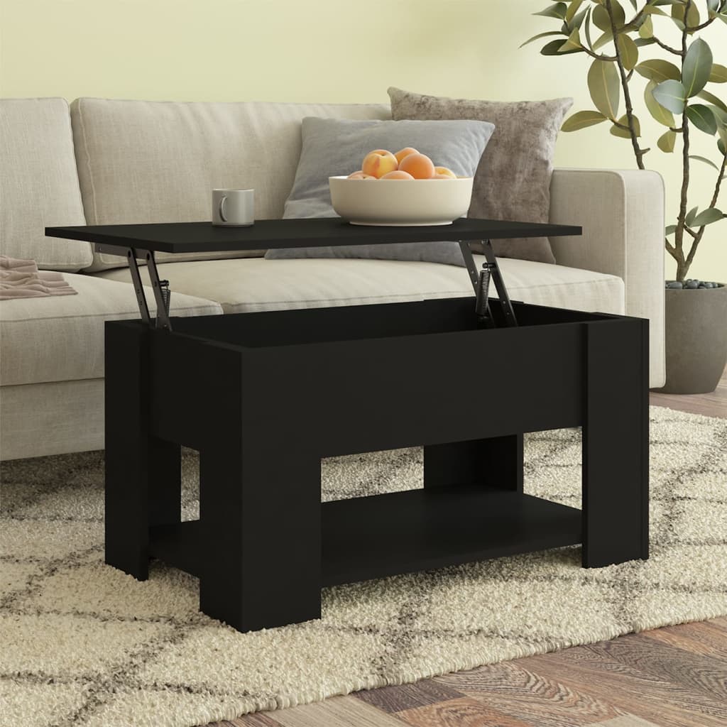 vidaXL Coffee Table Black 79x49x41 cm Engineered Wood