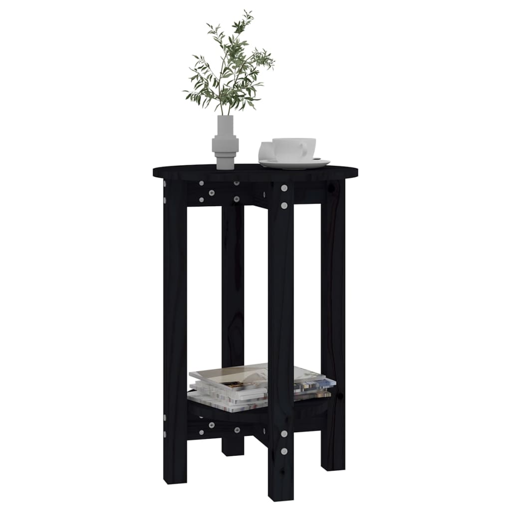 vidaXL Coffee Table Black Ø 40x60 cm Solid Wood Pine