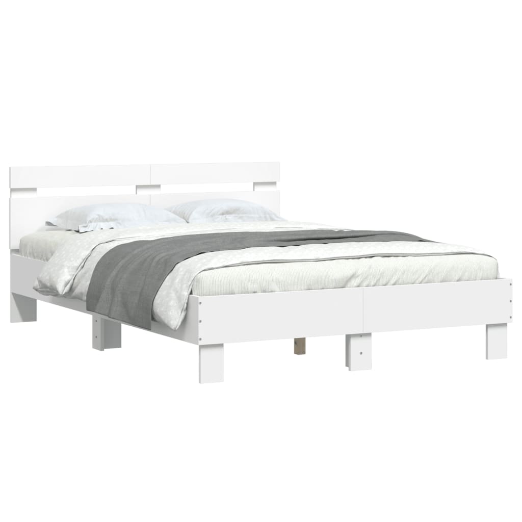 vidaXL Bed Frame with Headboard White 120x190 cm Small Double Engineered Wood