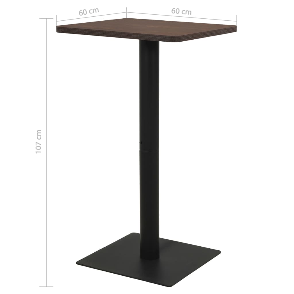 vidaXL Bistro Table Dark Ash 60x60x107 cm