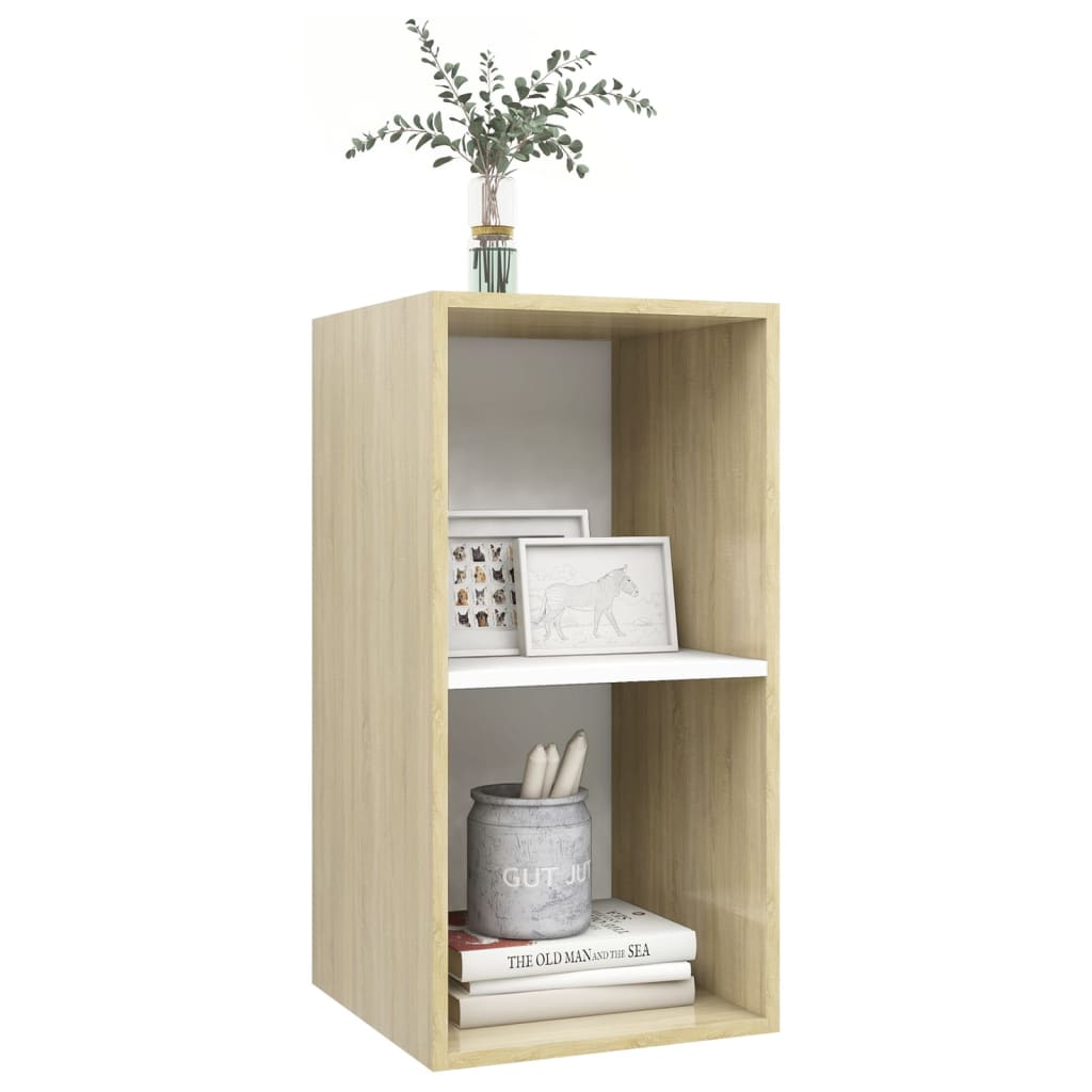 vidaXL Wall-mounted TV Cabinet Sonoma Oak and White 37x37x72 cm Engineered Wood