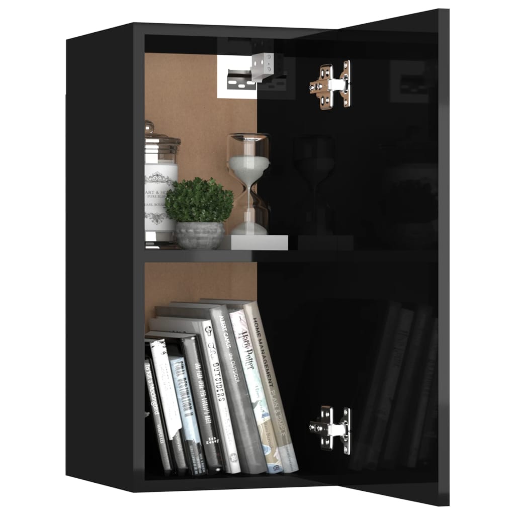 vidaXL TV Cabinet High Gloss Black 30.5x30x60 cm Engineered Wood