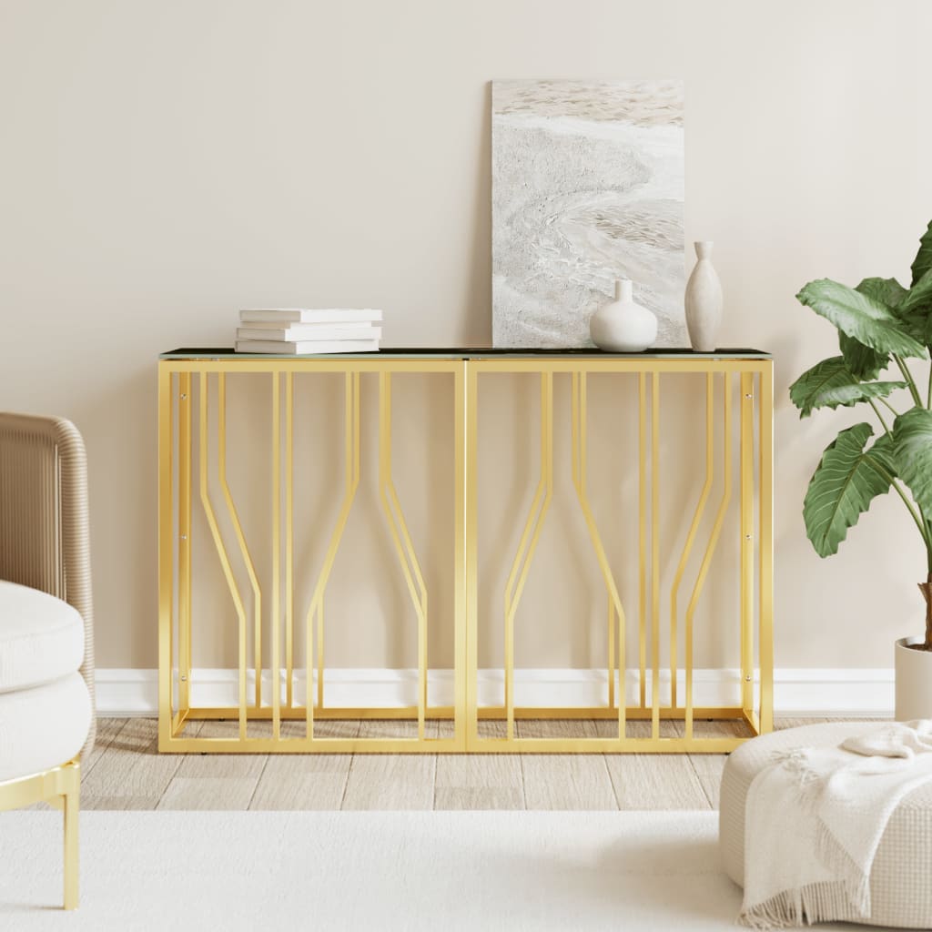 vidaXL Console Table Gold 110x30x70 cm Stainless Steel and Glass