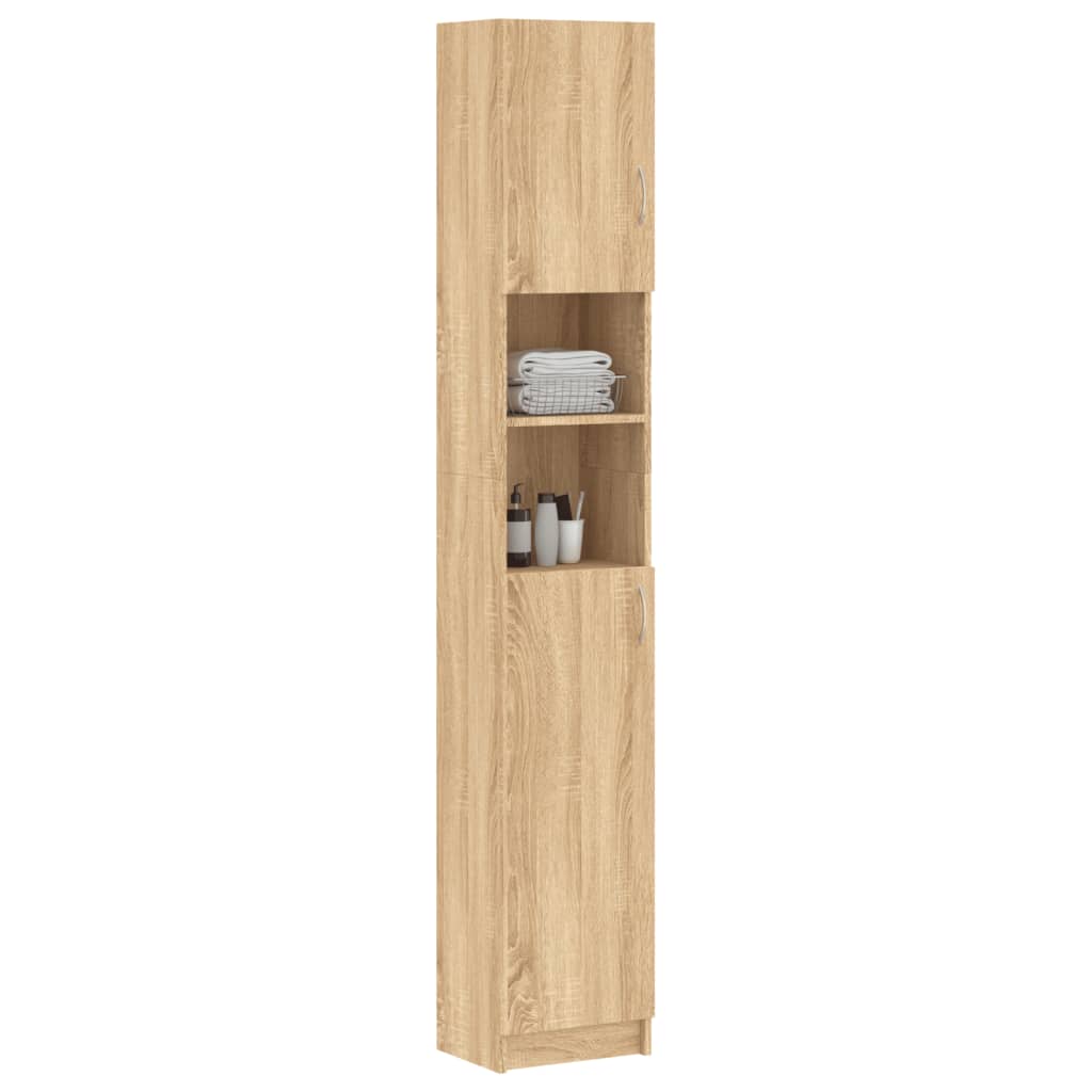 vidaXL Bathroom Cabinet Sonoma Oak 32x25.5x190 cm Chipboard