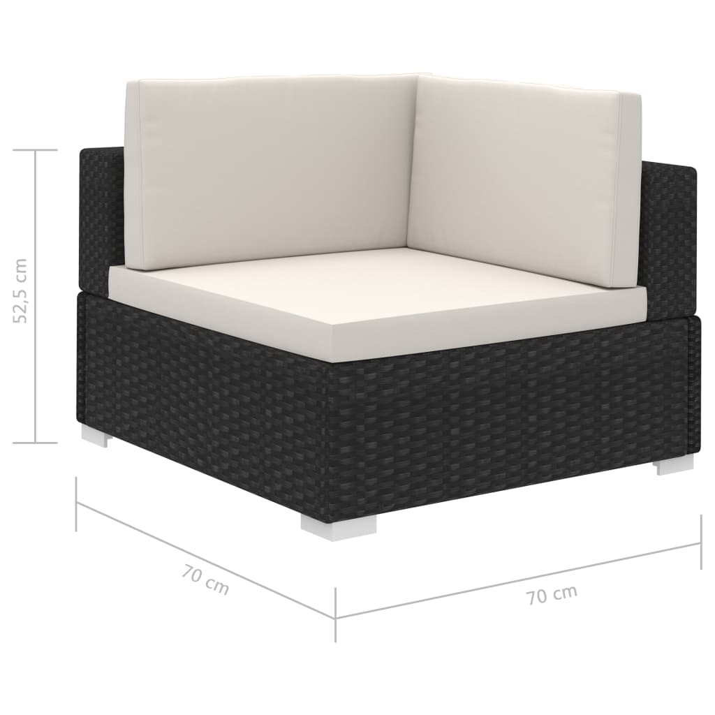 vidaXL 12 Piece Garden Lounge Set with Cushions Poly Rattan Black