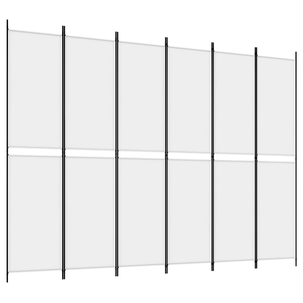vidaXL 6-Panel Room Divider White 300x220 cm Fabric