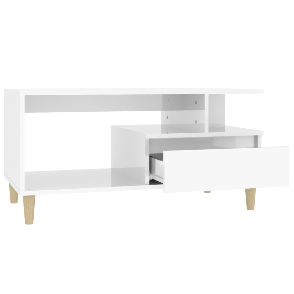 vidaXL Coffee Table High Gloss White 90x49x45 cm Engineered Wood