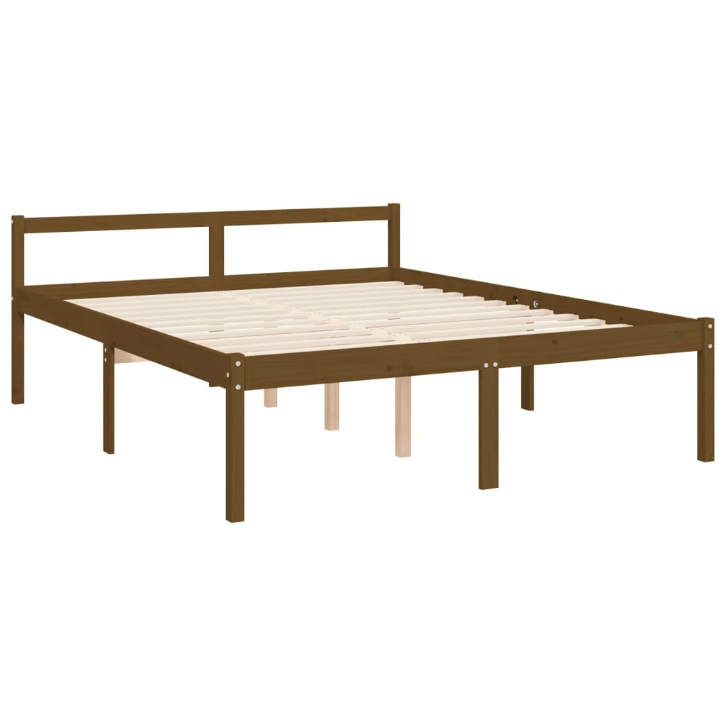 vidaXL Bed Frame with Headboard Honey Brown King Size Solid Wood