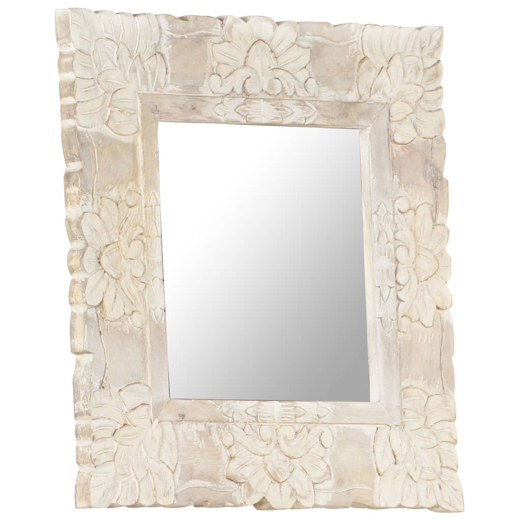 vidaXL Mirror White 50x50 cm Solid Mango Wood