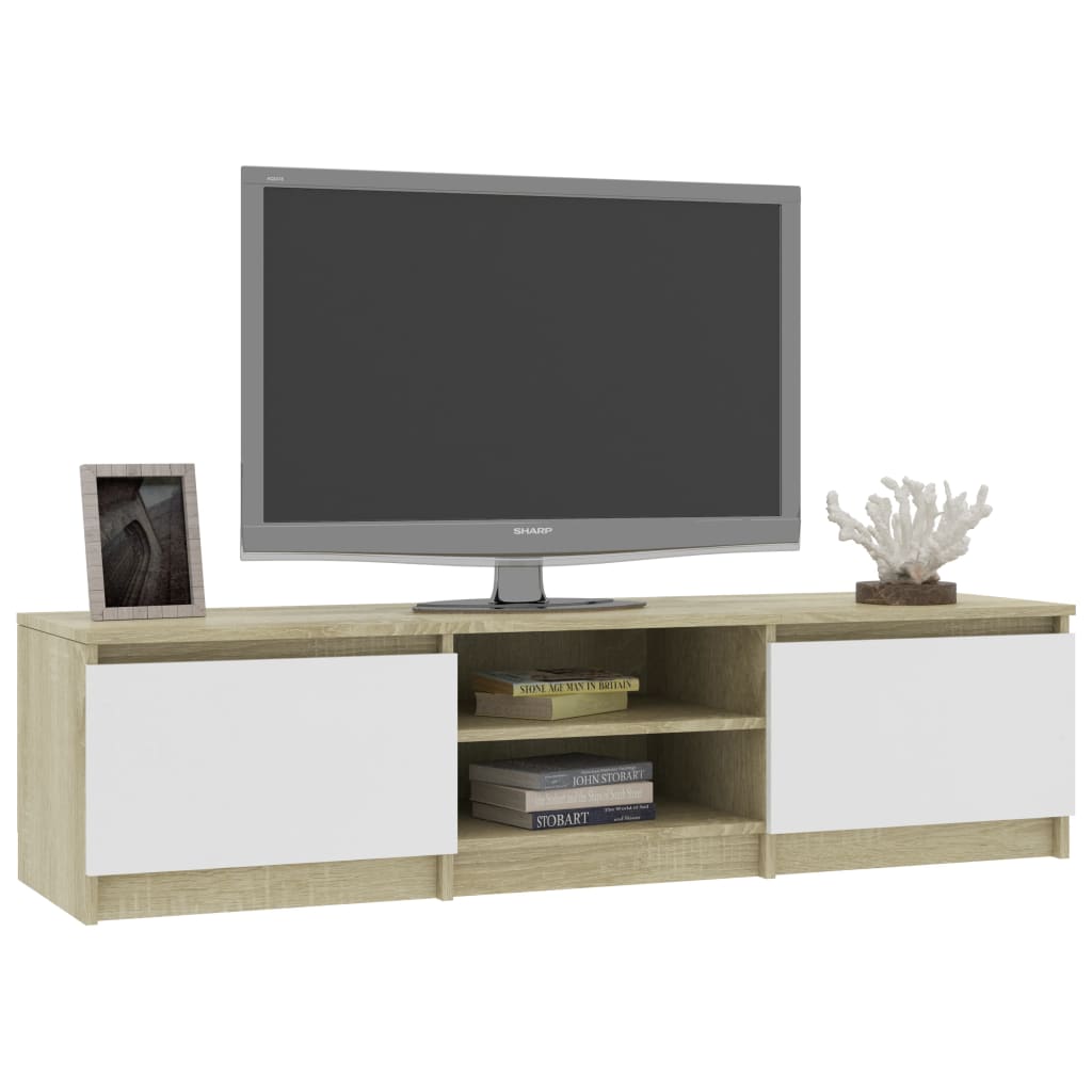 vidaXL TV Cabinet White and Sonoma Oak 140x40x35.5 cm Engineered Wood