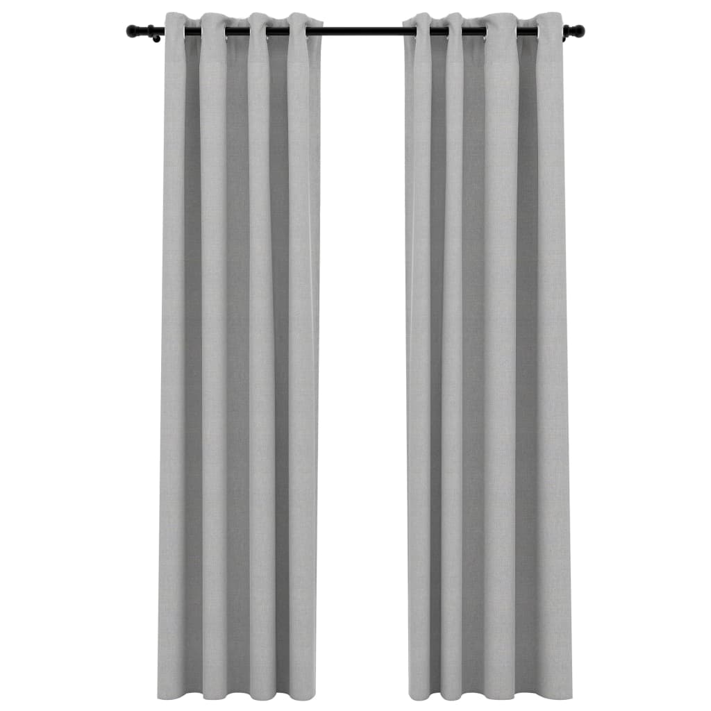 vidaXL Linen-Look Blackout Curtains with Grommets 2pcs Grey 140x225cm