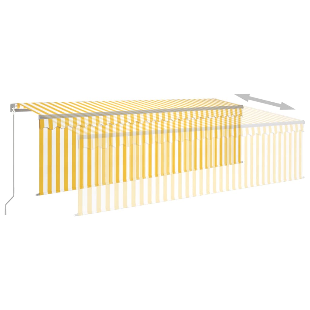 vidaXL Manual Retractable Awning with Blind 5x3m Yellow&White