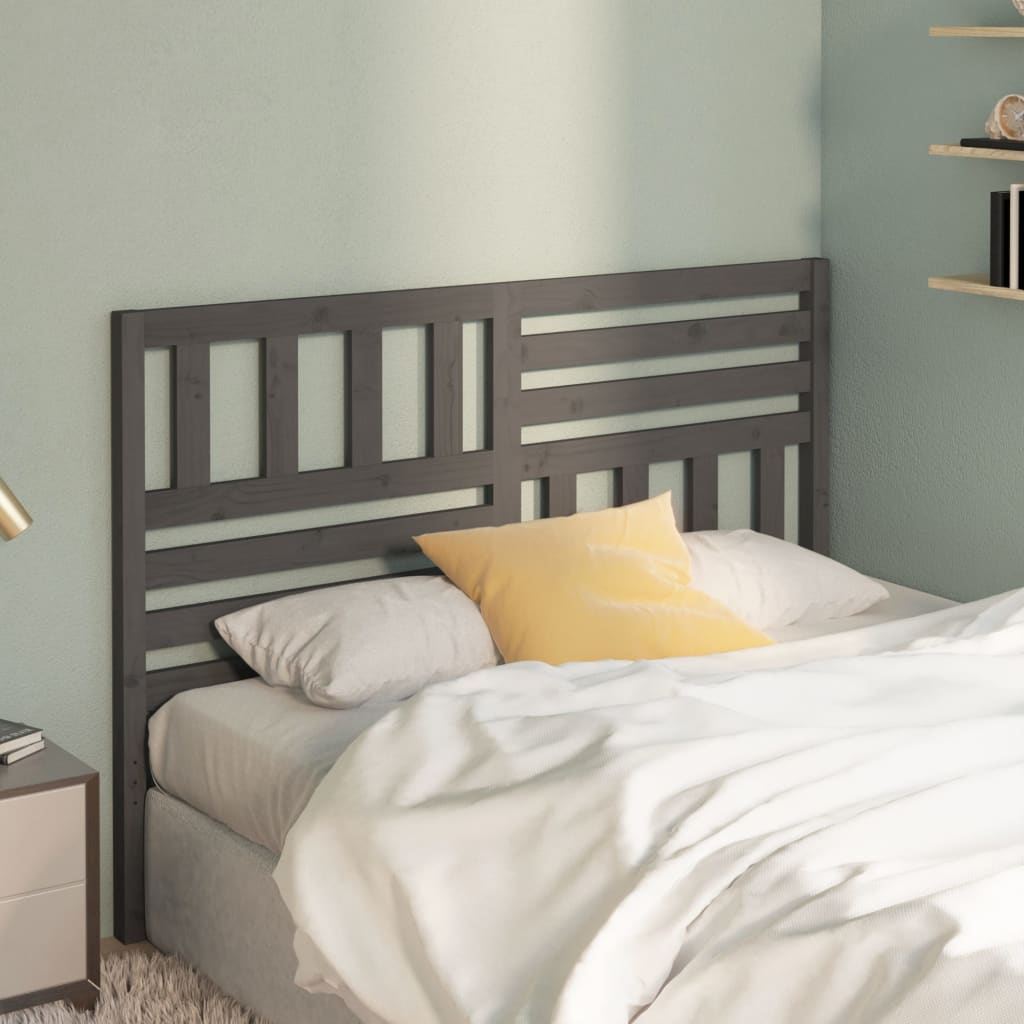 vidaXL Bed Headboard Grey 166x4x100 cm Solid Wood Pine