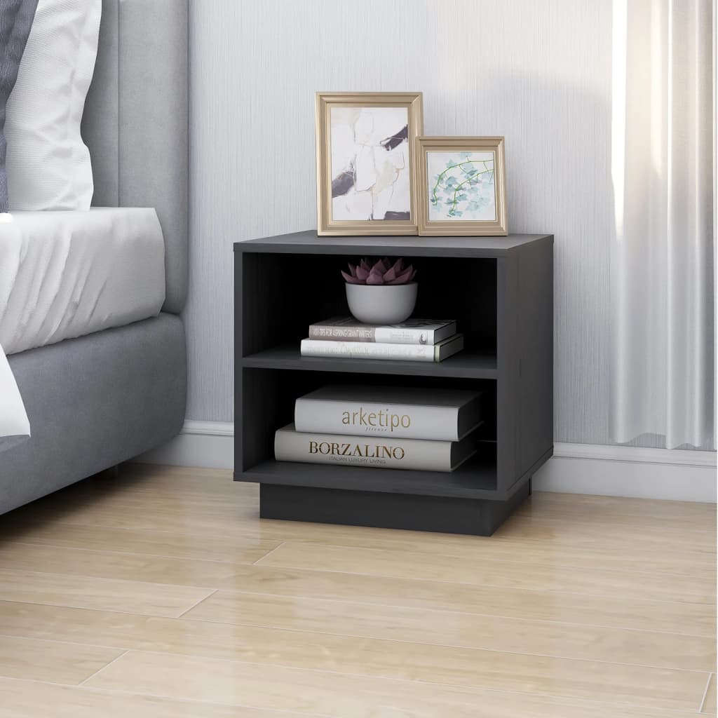 vidaXL Bedside Cabinets 2 pcs Grey 40x34x40 cm Solid Wood Pine
