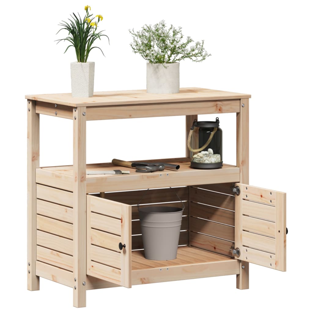 vidaXL Potting Table with Shelves 82.5x45x81 cm Solid Wood Pine