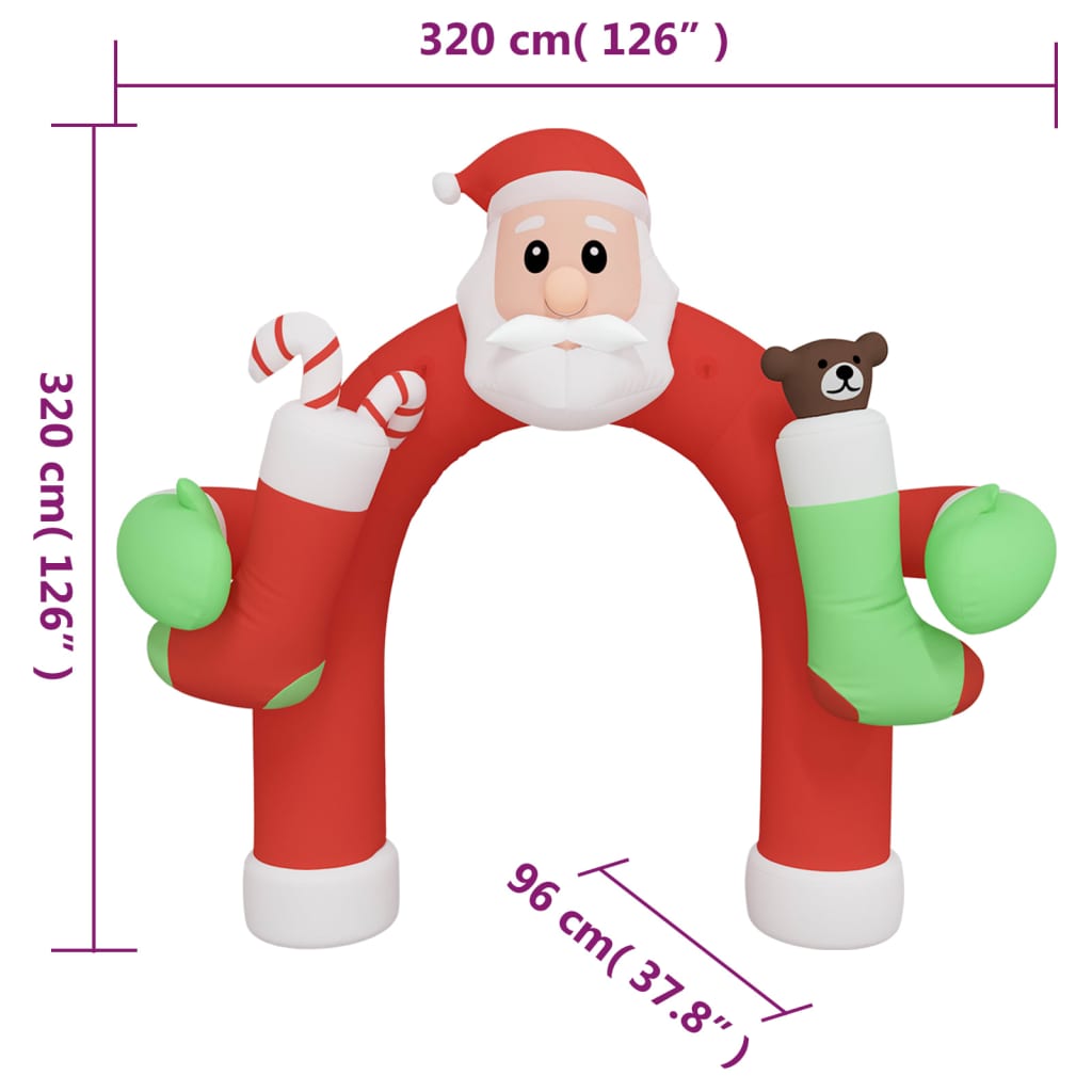 vidaXL Christmas Inflatable Arch Gate with LEDs 320 cm