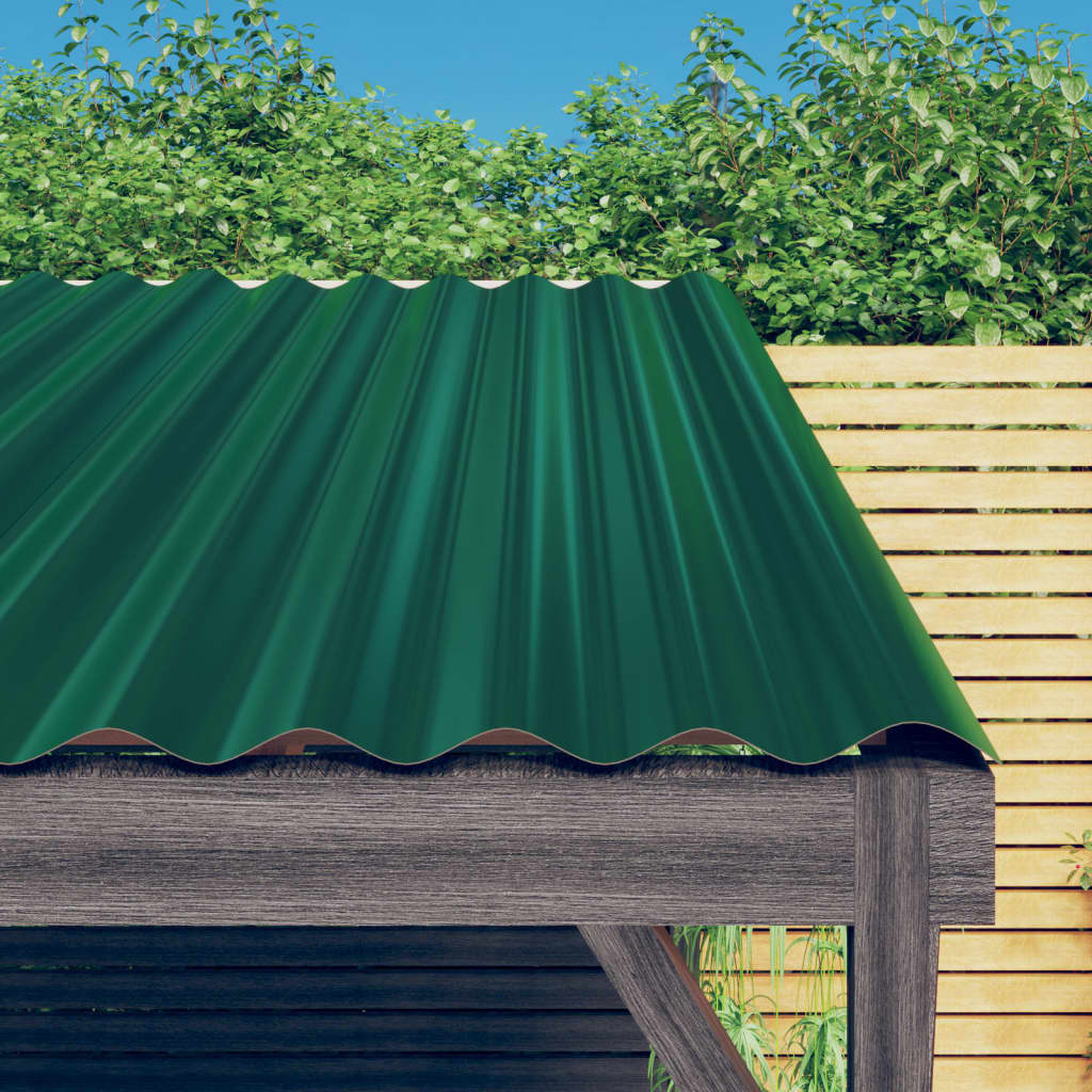 vidaXL Roof Panels 36 pcs Powder-coated Steel Green 60x36 cm