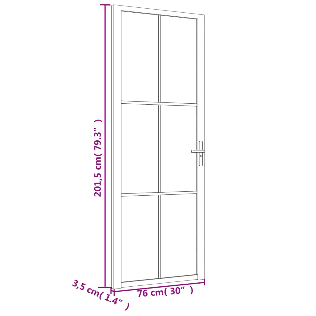 vidaXL Interior Door 76x201.5 cm Black Matt Glass and Aluminium