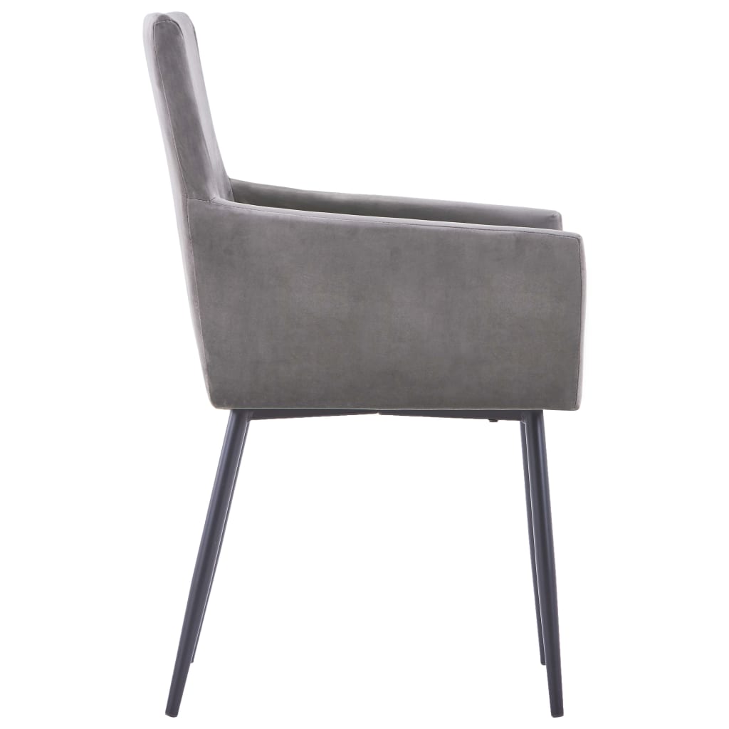 vidaXL Dining Chairs with Armrests 2 pcs Grey Velvet