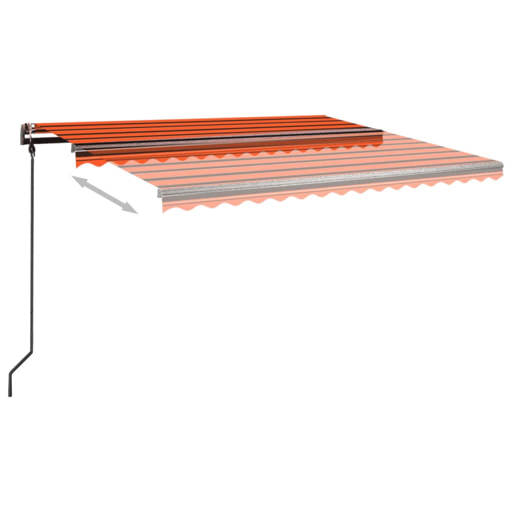 vidaXL Automatic Retractable Awning with Posts 4.5x3 m Orange & Brown