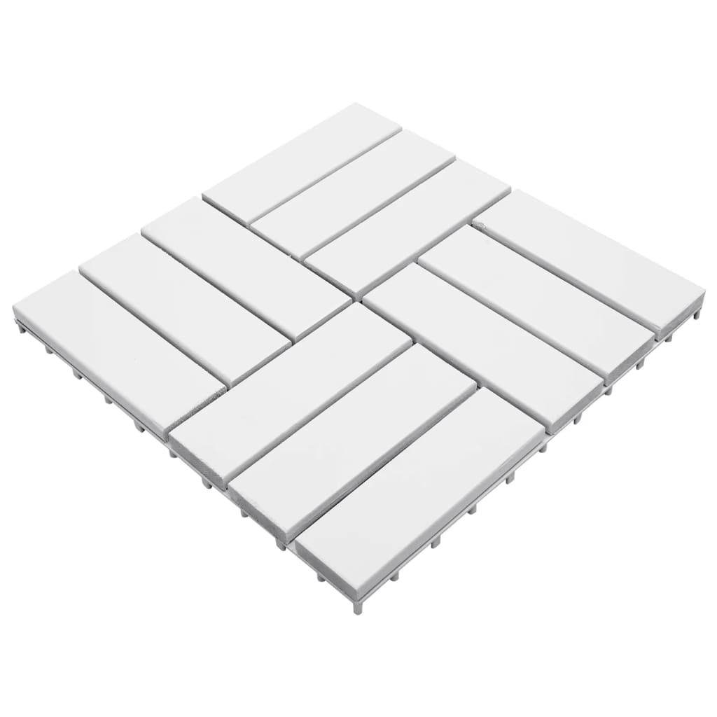 vidaXL Decking Tiles 10 pcs White 30x30 cm Solid Acacia Wood