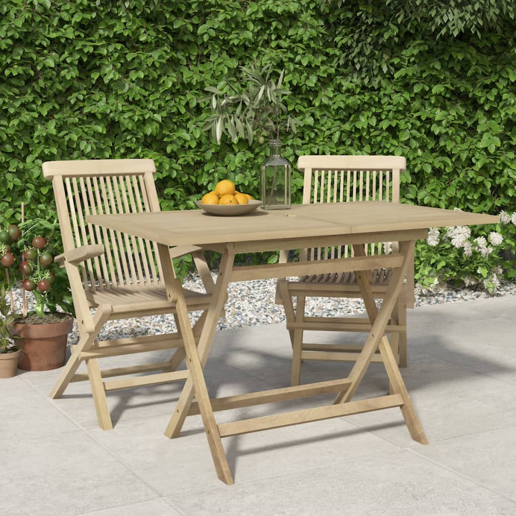 vidaXL Folding Garden Table Grey 120x70x75 cm Solid Wood Teak