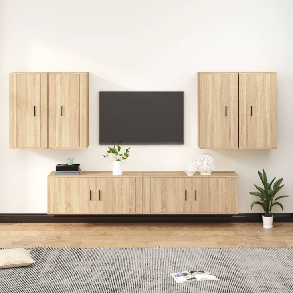 vidaXL 6 Piece TV Cabinet Set Sonoma Oak Engineered Wood
