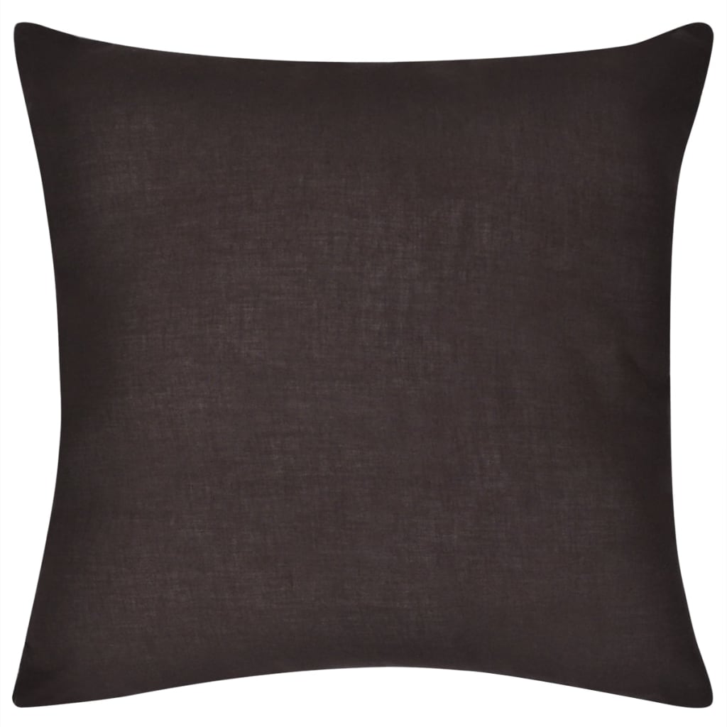 4 Brown Cushion Covers Cotton 80 x 80 cm
