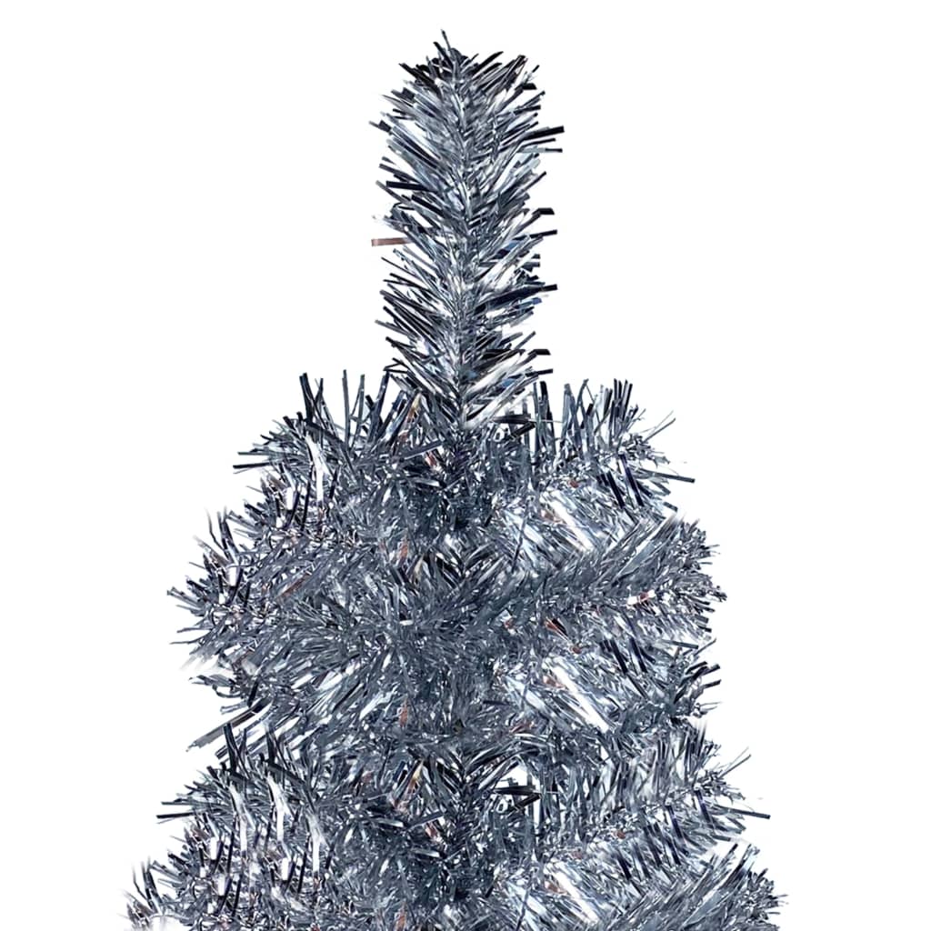 vidaXL Slim Pre-lit Christmas Tree with Ball Set Silver 180 cm
