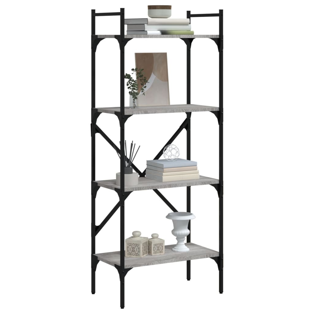 vidaXL Bookcase 4-Tier Grey Sonoma 56x31.5x138.5 cm Engineered Wood