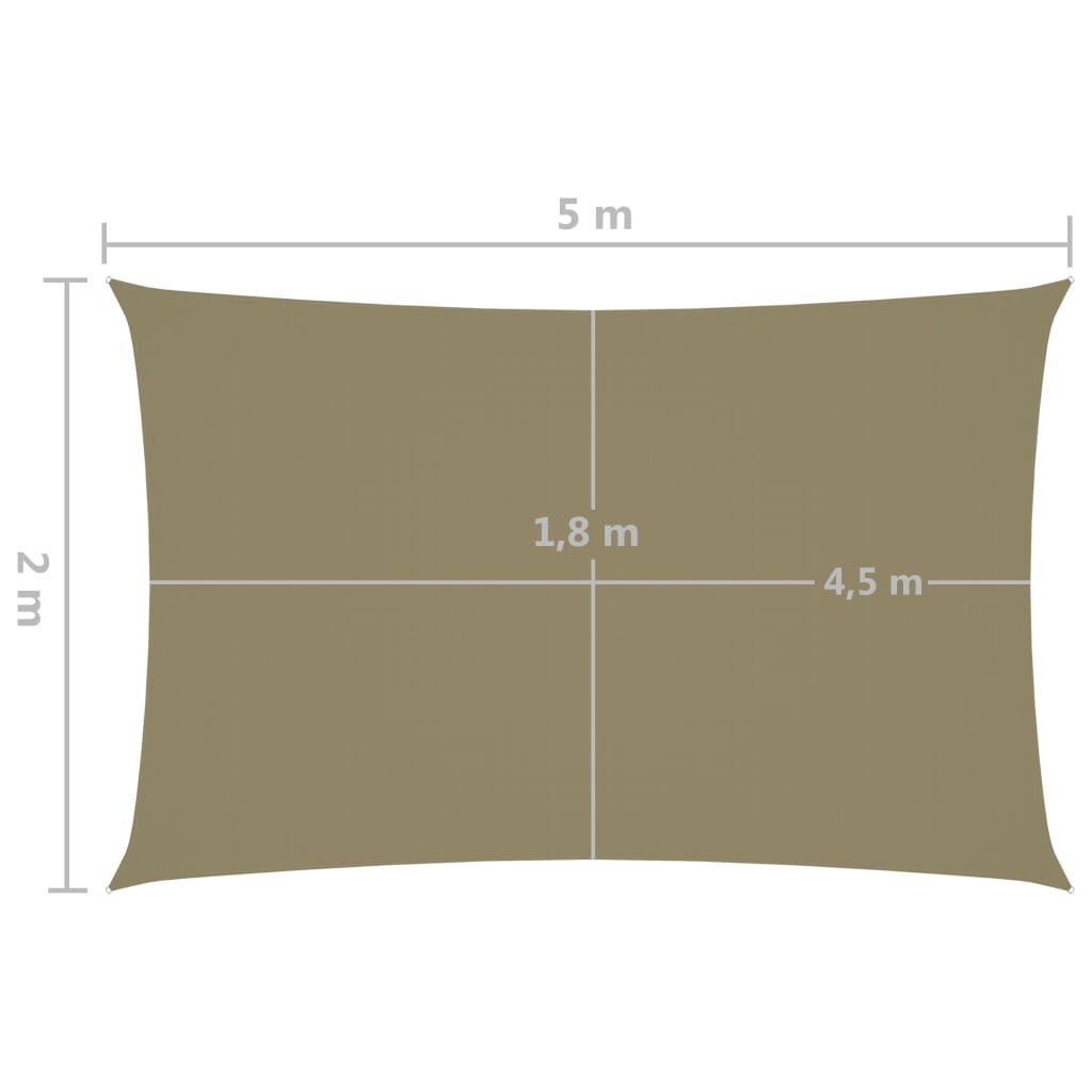 vidaXL Sunshade Sail Oxford Fabric Rectangular 2x5 m Beige