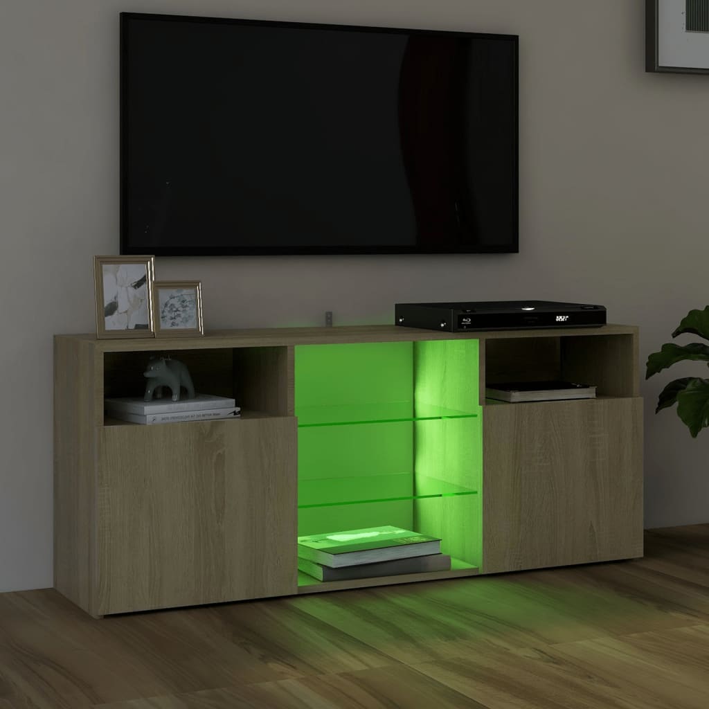 vidaXL TV Cabinet with LED Lights Sonoma Oak 120x30x50 cm