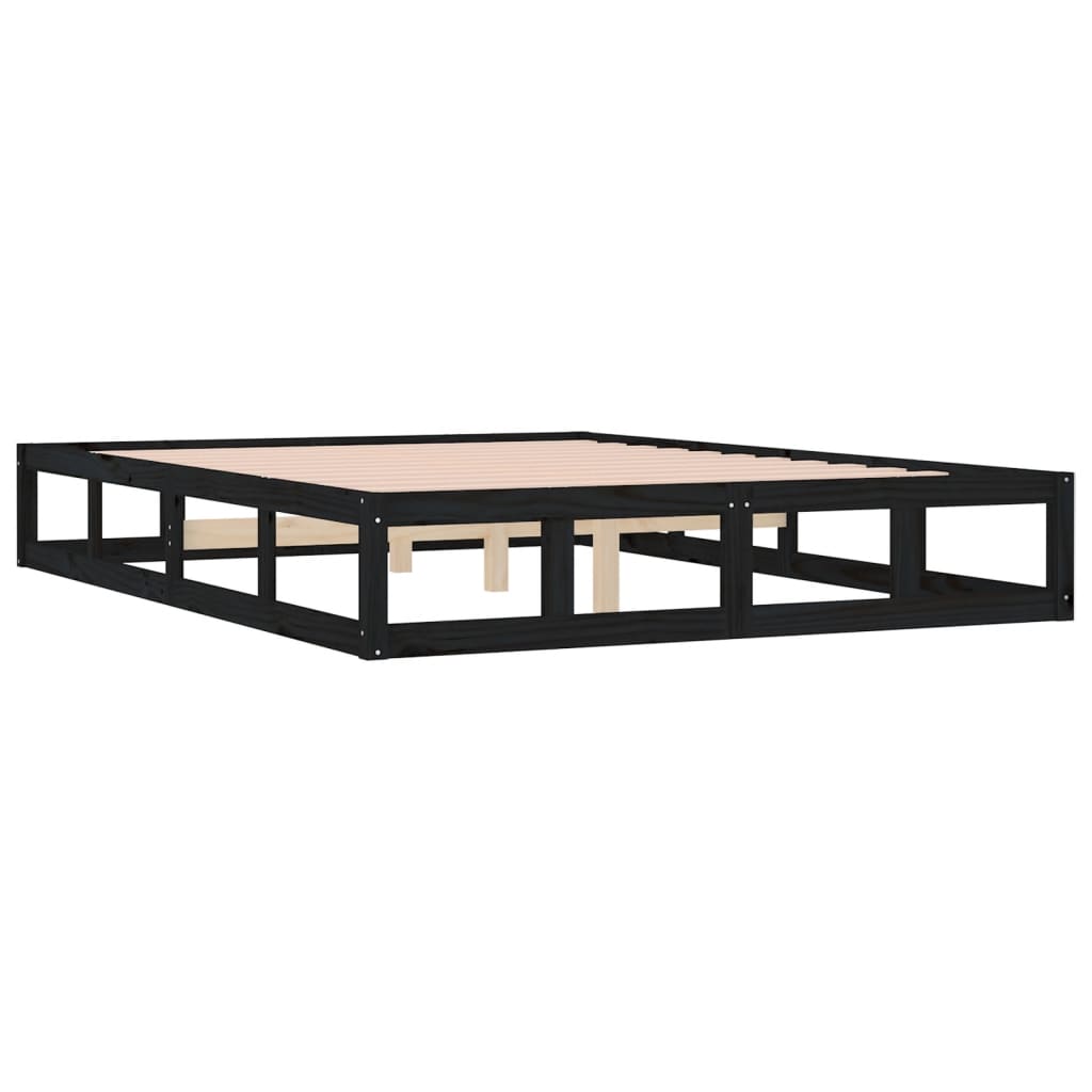 vidaXL Bed Frame Black 200x200 cm Solid Wood