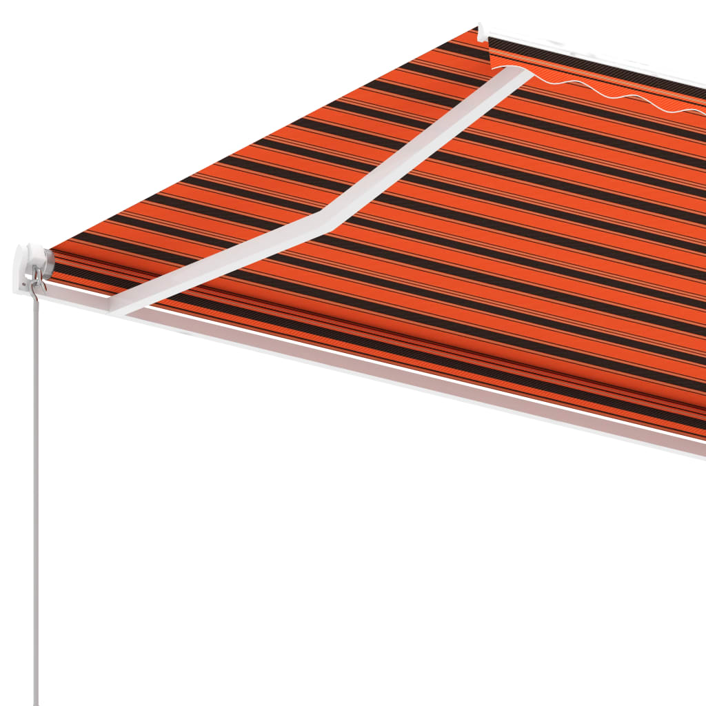 vidaXL Freestanding Manual Retractable Awning 450x300 cm Orange/Brown