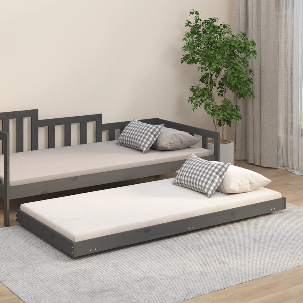vidaXL Bed Frame Grey 75x190 cm Small Single Solid Wood Pine