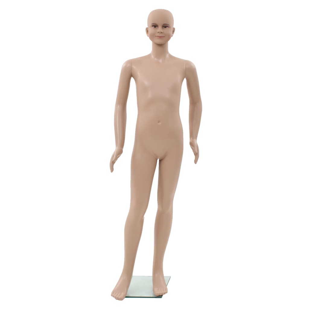 vidaXL Full Body Child Mannequin with Glass Base Beige 140 cm