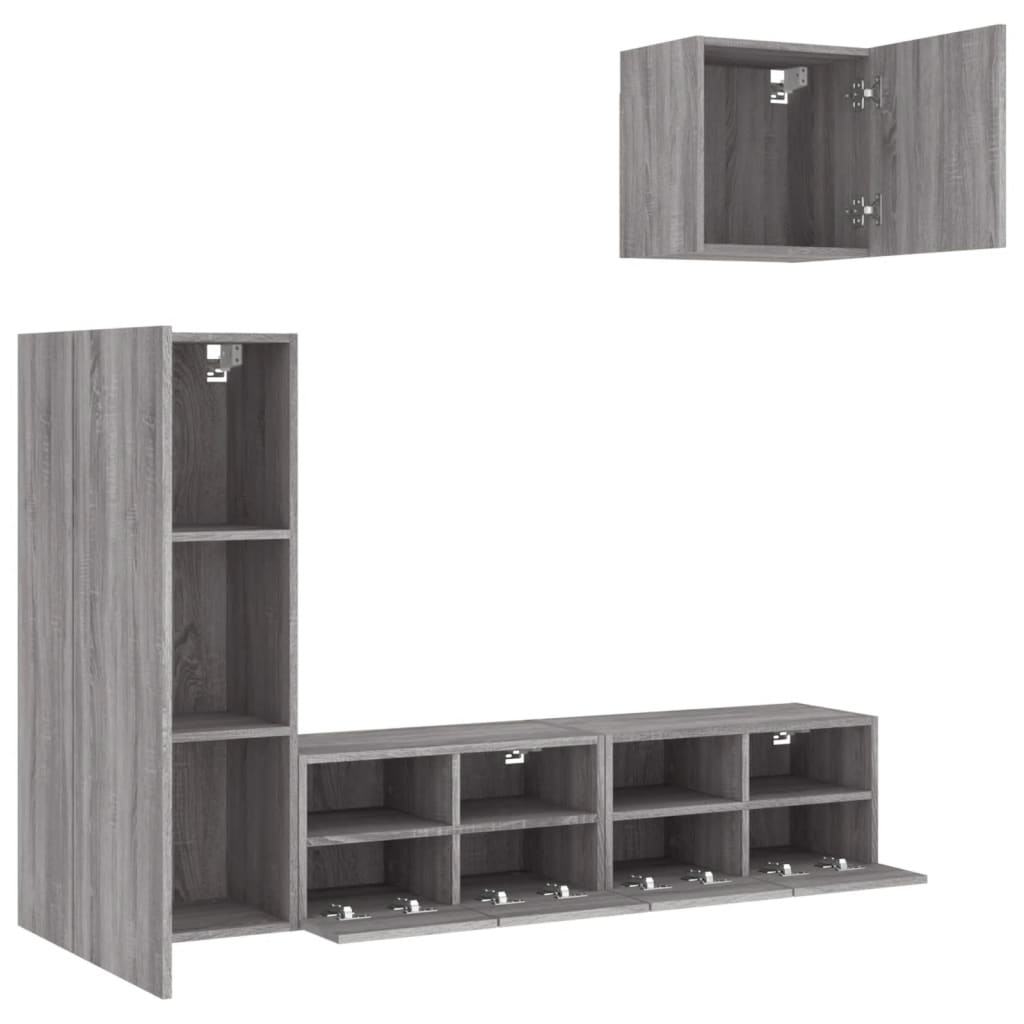vidaXL 4 Piece TV Wall Units Grey Sonoma Engineered Wood