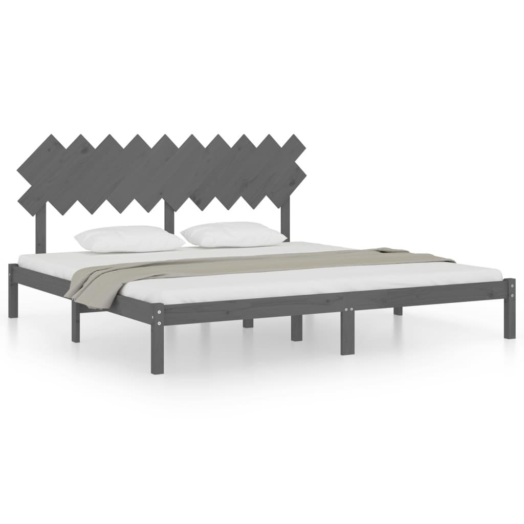 vidaXL Bed Frame Grey 200x200 cm Solid Wood