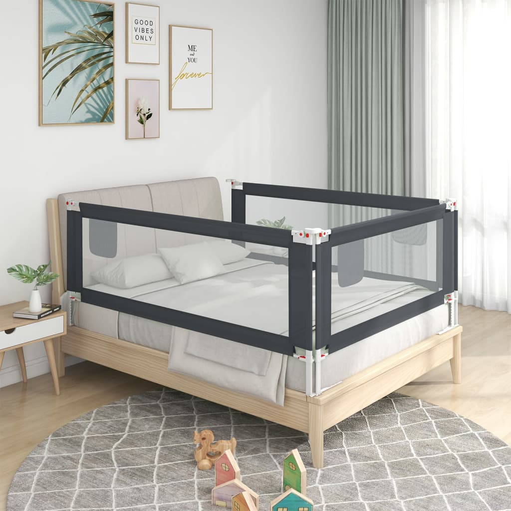vidaXL Toddler Safety Bed Rail Dark Grey 100x25 cm Fabric